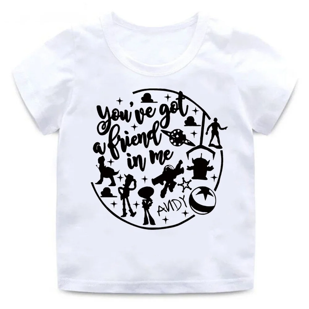

2020 Kids Toy Story T-Shirt You've Got A Friend In Me Woody T-shirt Boys/Girls Cartoon Graphic Tee Buzz Lightyear Andy tshirt