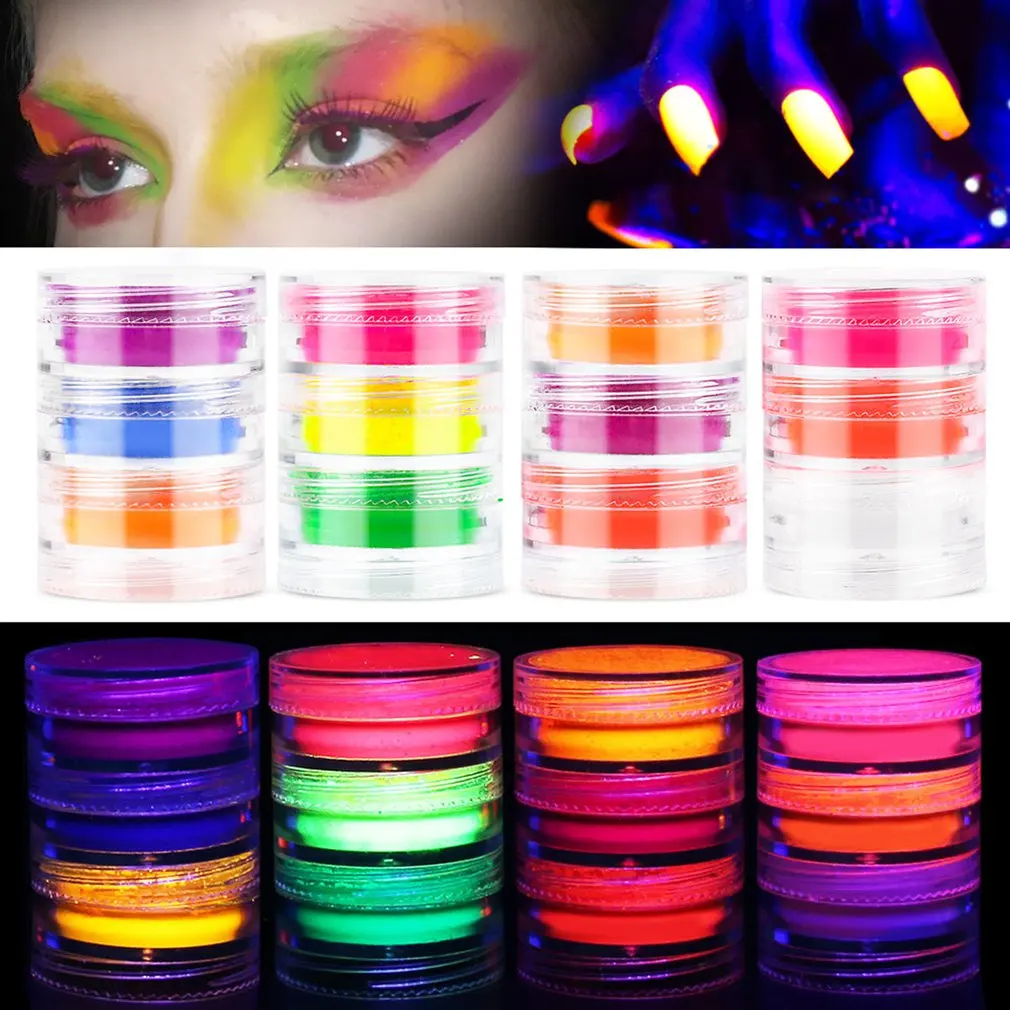 

PTV101 Anti Leakage Powder Bright Nail Phosphor With Gasket 3 Colors Manicure Supplies Phosphor Sets
