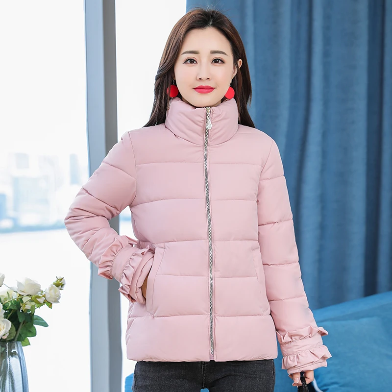 2019 Плюс Размер Повседневная Женская однотонная стеганая куртка короткая зимняя
