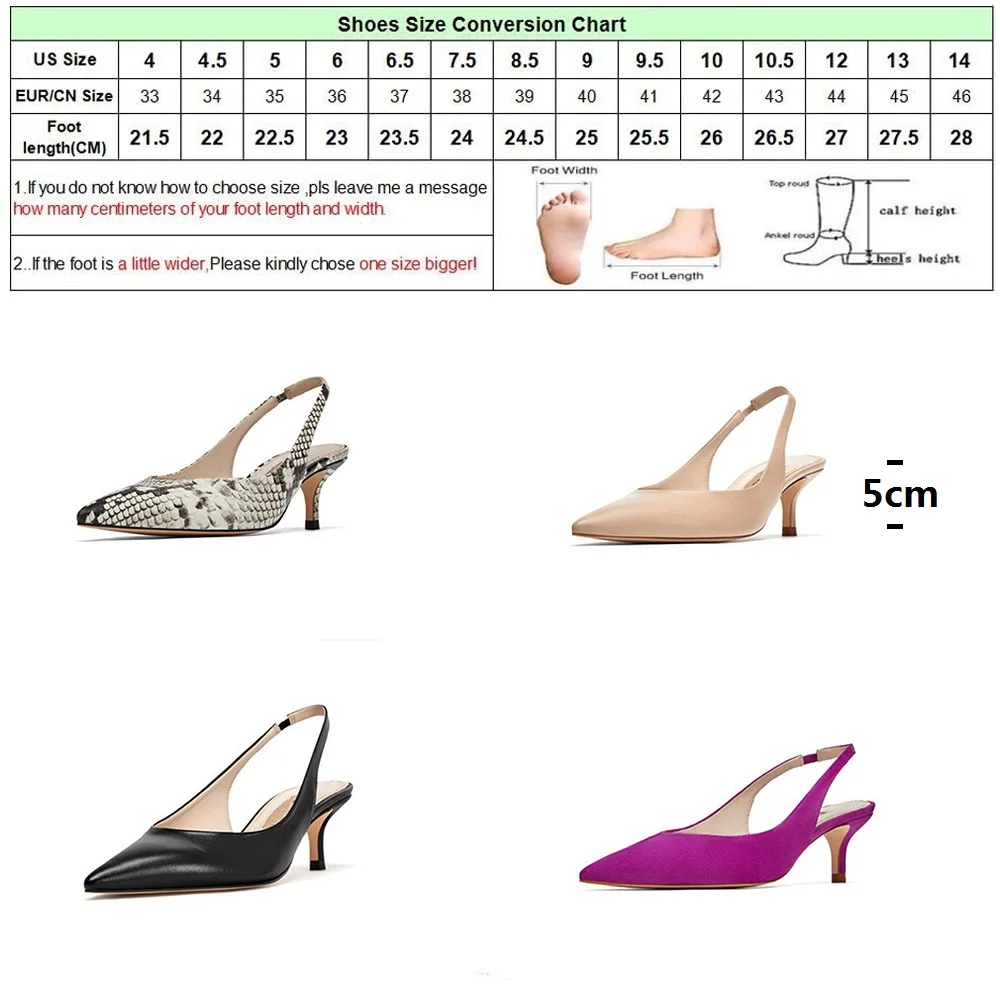 

DRFARGO Shoes Women Summer Slingbacks Office Lader 5cm Med Thin Heel OL work Pumps Soft sole Pointed Toe Dress Shoes Z2918