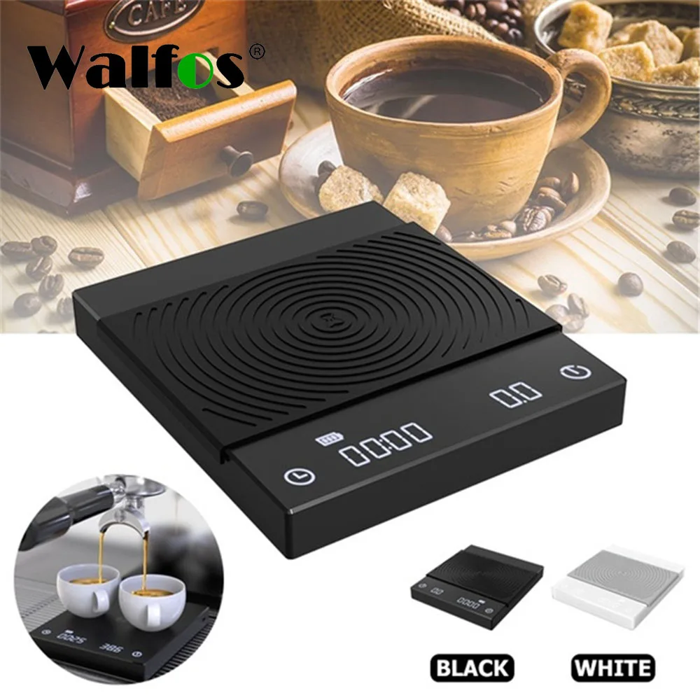 Walfos Black Mirror Basic Electronic Scale Pour Coffee Coffee Scale Smart Scale Automatic Timing Kitchen Scale 2kg