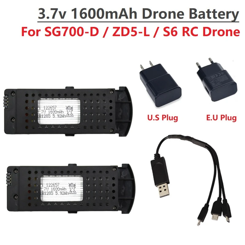 

2 шт./компл. для SG700D SG700-d / ZD5-L / S6 Drone 3,7 V 1600mAh Lipo зарядное устройство наборы Rc Quadcopter запасные части батарея дрона