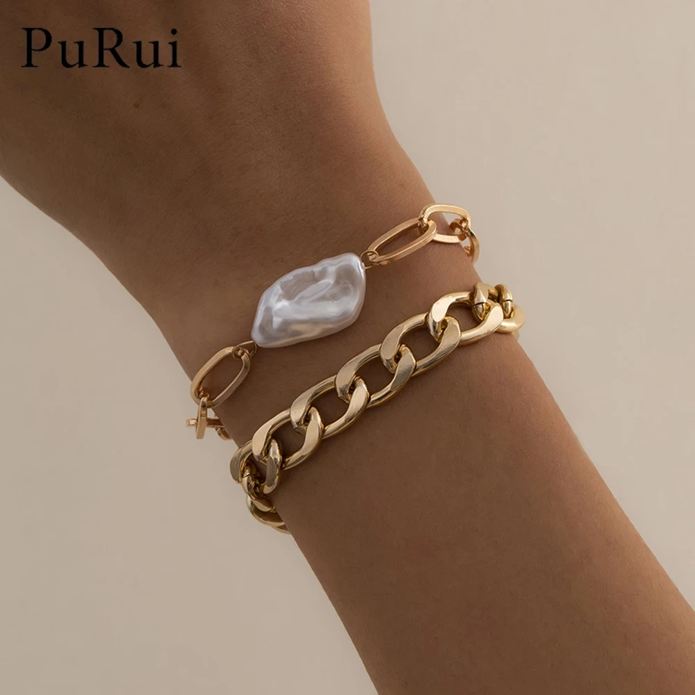 2 шт./компл. геометрический Мода звено цепи браслеты комплект ювелирных изделий