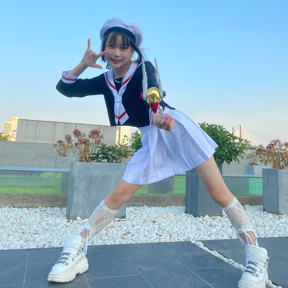 Костюм для косплея Сакура из японского аниме карточки школьная форма морского