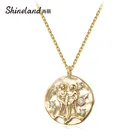 Ожерелье-чокер Shineland в винтажном стиле, металлическое ожерелье золотого цвета с кристаллами, 2021, модные ювелирные украшения, колье для женщин, колье, подарок для женщин