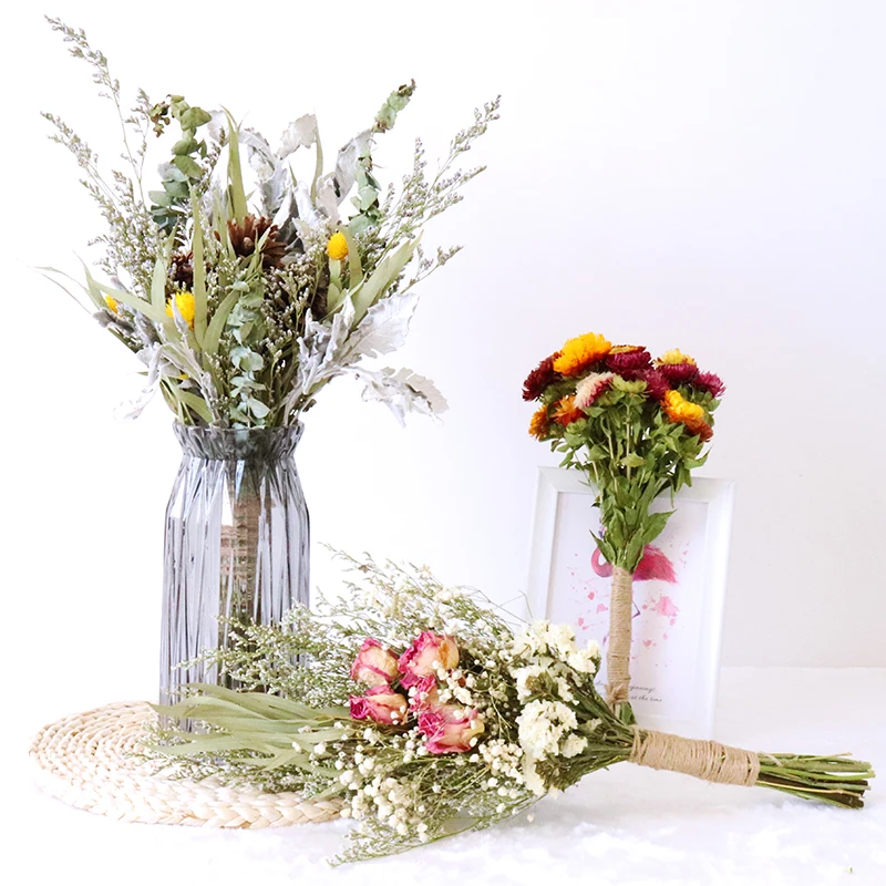 

Naturally Dried Flowers Bouquet Dry Flower Rose Daisy Lover Grass Eucalyptus Leaves Home Party Decoration Wedding Accessories
