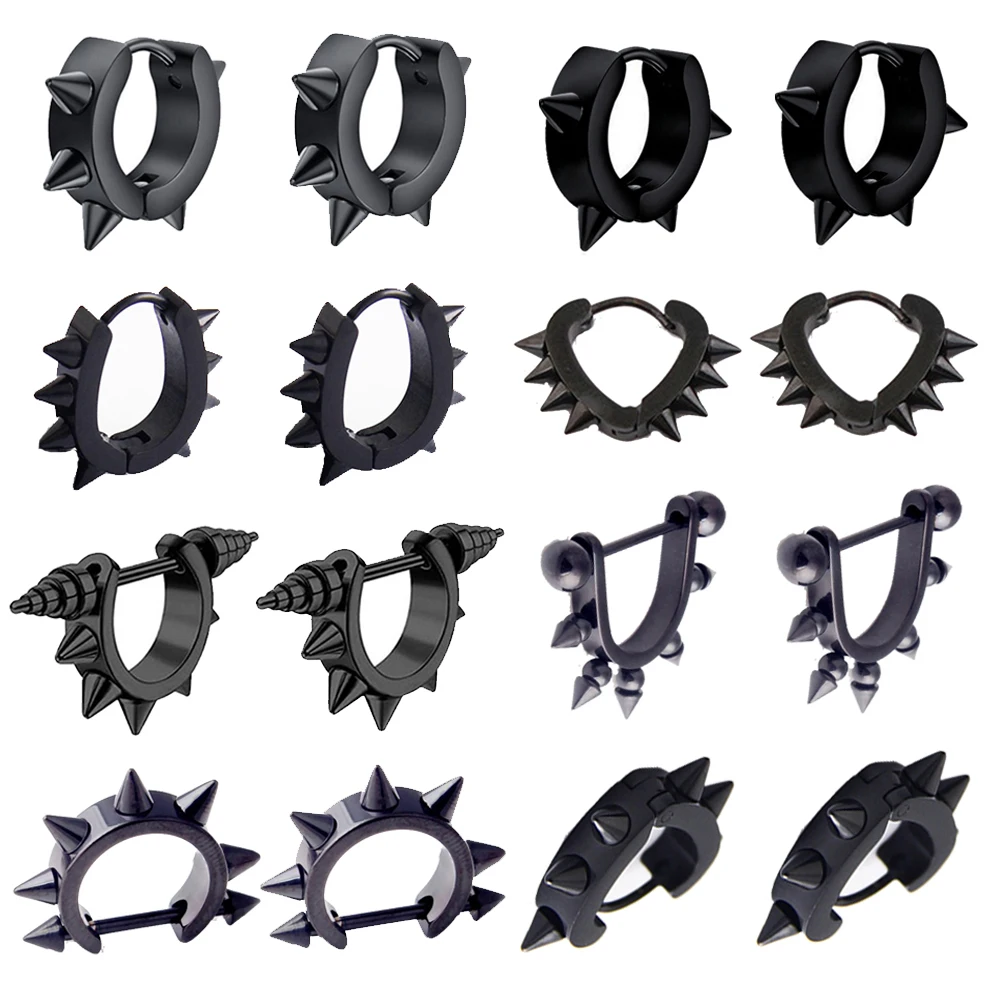 9 Стиль в стиле панк для мужчин и женщин серьги клипсы Заостренный носок Заклепки