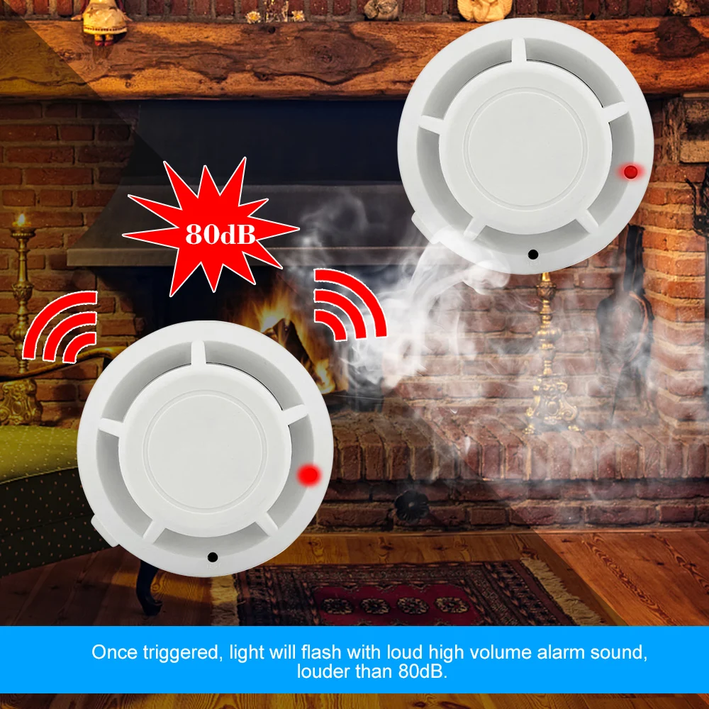Fire Alarm Sensor Independent Sensitive Smoke Detector Tester Home Security System for Kitchen Hotel Cafe | Безопасность и защита