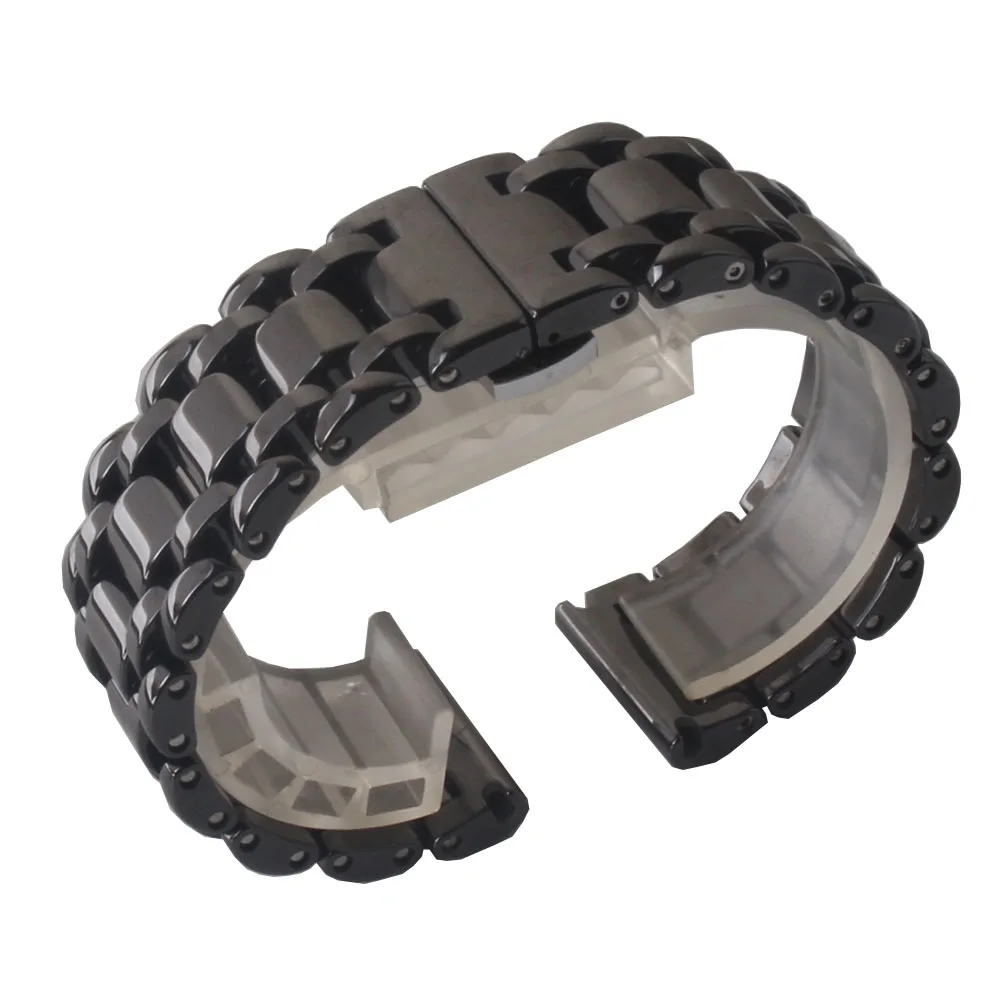 

White Black Watchbands Ceramic Watch strap bracelets Accessories Replacement new bands deployment 16mm 21mm mens Wristwatch belt