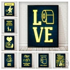 Настенный плакат с забавными надписями в туалете, декоративная картина на холсте для ванной комнаты, туалета, предупреждающие знаки