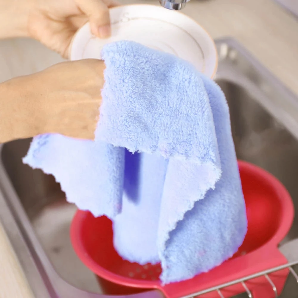 

Thicker Kitchen Cleaning Rag Absorbent Scouring Pad Rag Home Microfiber Towels Tableware Non-stick Oil Cleaning Wiping Towel
