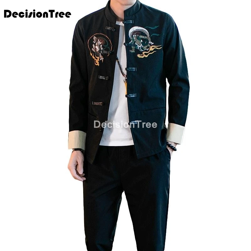 Мужская одежда 2021 топ с вышивкой дракона Тан традиционная китайская для мужчин