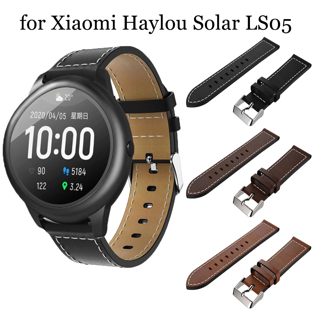 

Genuine leather straps for Xiaomi Haylou Solar LS05 smart watch 22mm universal Wristband For Huawei Watch GT 2e GT2 46mm GT2 Pro