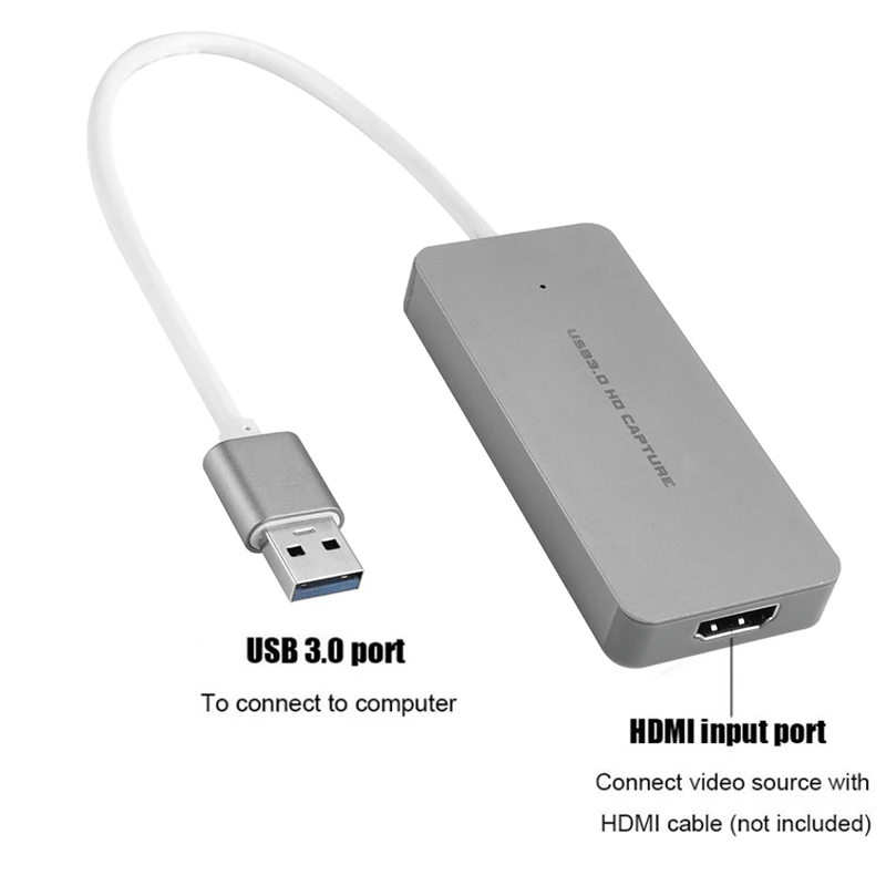 

HDMI to Type C USB 3.0 HD Game Video Capture Card Box 1080P 60fps for MACBOOK Windows/Linux/Mac Win10 Live Streaming Broadcast