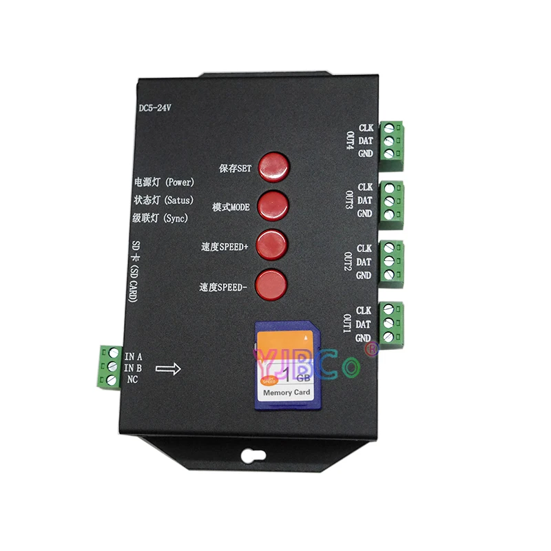 Светодиодный RGB контроллер T4000S настраиваемая sd-карта DC5V sk6812 WS2812B WS2811 WS2801 LP6803 светодиодный цифровой пиксель полосы