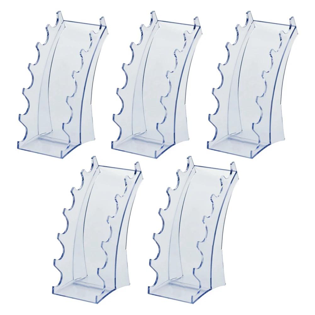 

5pcs Plastic Stationery Pen Holder Transparent School Desk Organizer 6 Slots Universal Display Stand Space Saving Home Office