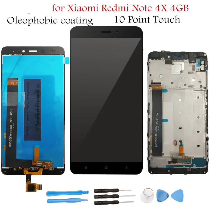 ЖК дисплей с рамкой в сборе для Xiaomi Redmi Note 4X MediaTek 4 ГБ 64 сенсорный запасные