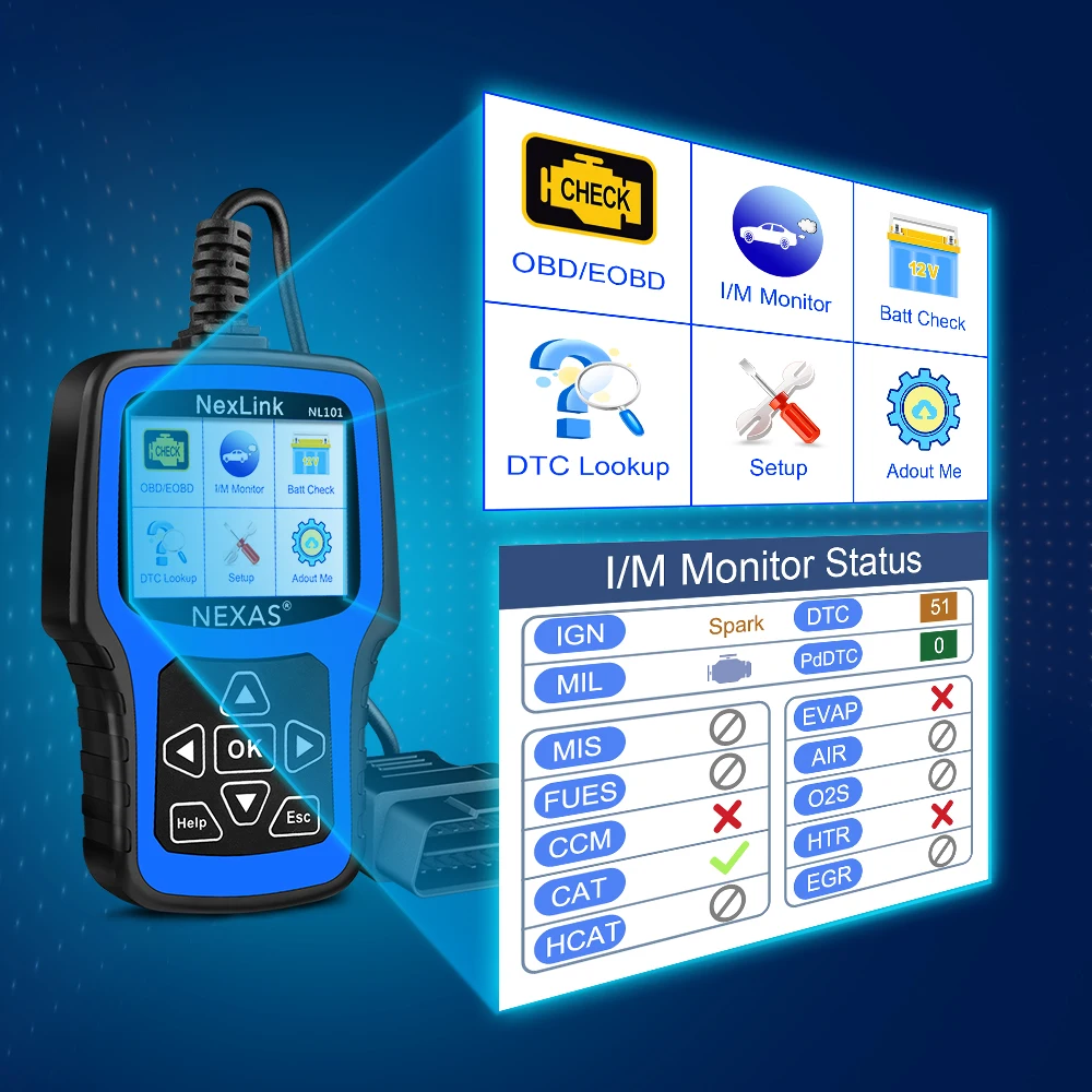 Диагностический сканер NEXAS Nexlink NL101 OBD2 диагностический инструмент | Автомобили и