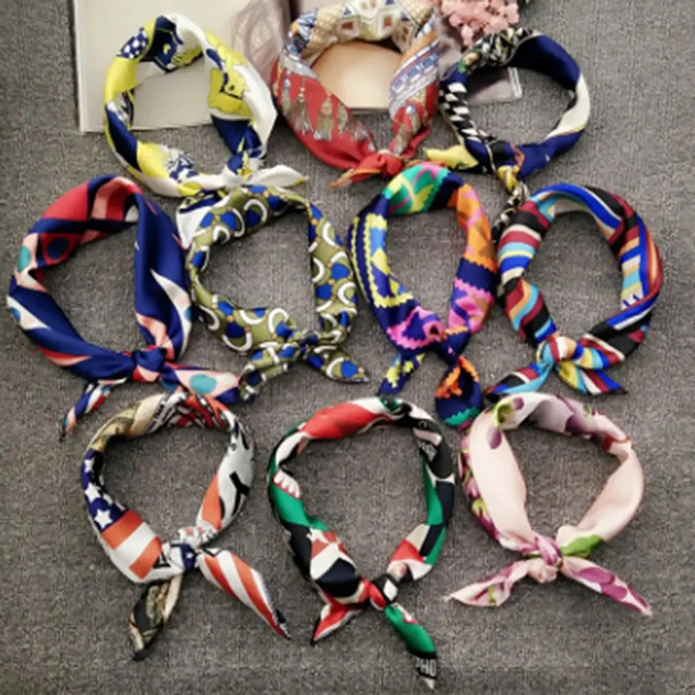 Модный дизайн универсальная одежда с принтом женский шелковый шарф-повязка