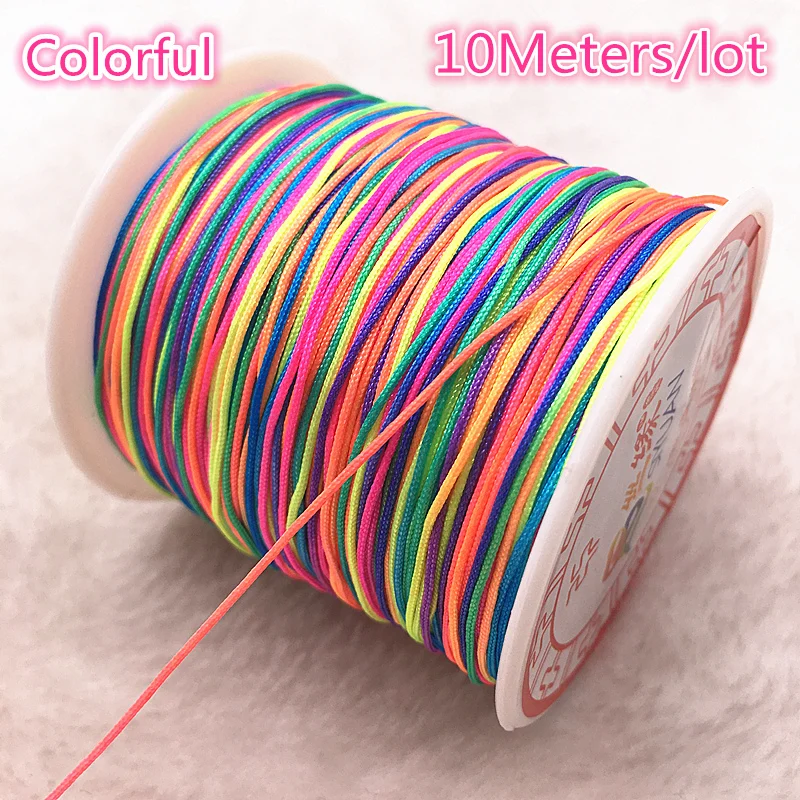 

10Meters/lot 0.8/1.0mm Multicolor Nylon Cord Thread Chinese Knot Macrame Cord Bracelet Braided String DIY Tassels Beading Thread