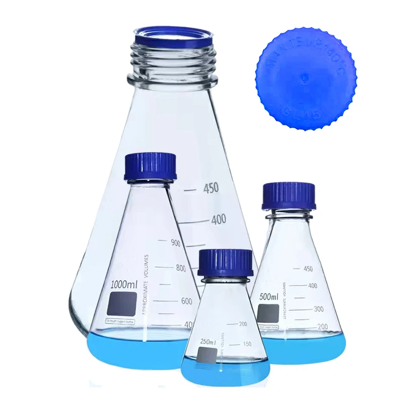 Стеклянная колба Erlenmeyer 2 шт. 50/100 /250 /500 /1000 мл из боросиликатного стекла