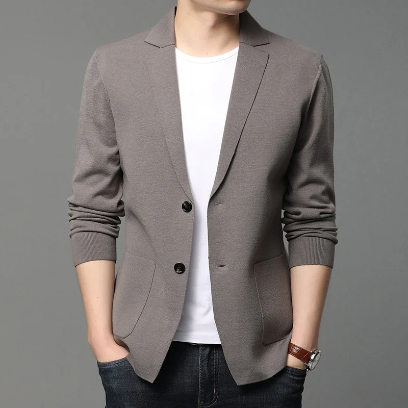 

Men's new knitted cardigan spring and autumn thin men's coat Korean Trend pure color sweater