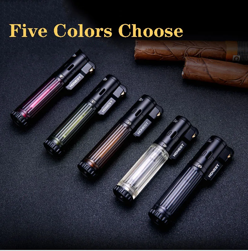 Газовая зажигалка прозрачная видимая газовая с защитой от ветра и синего