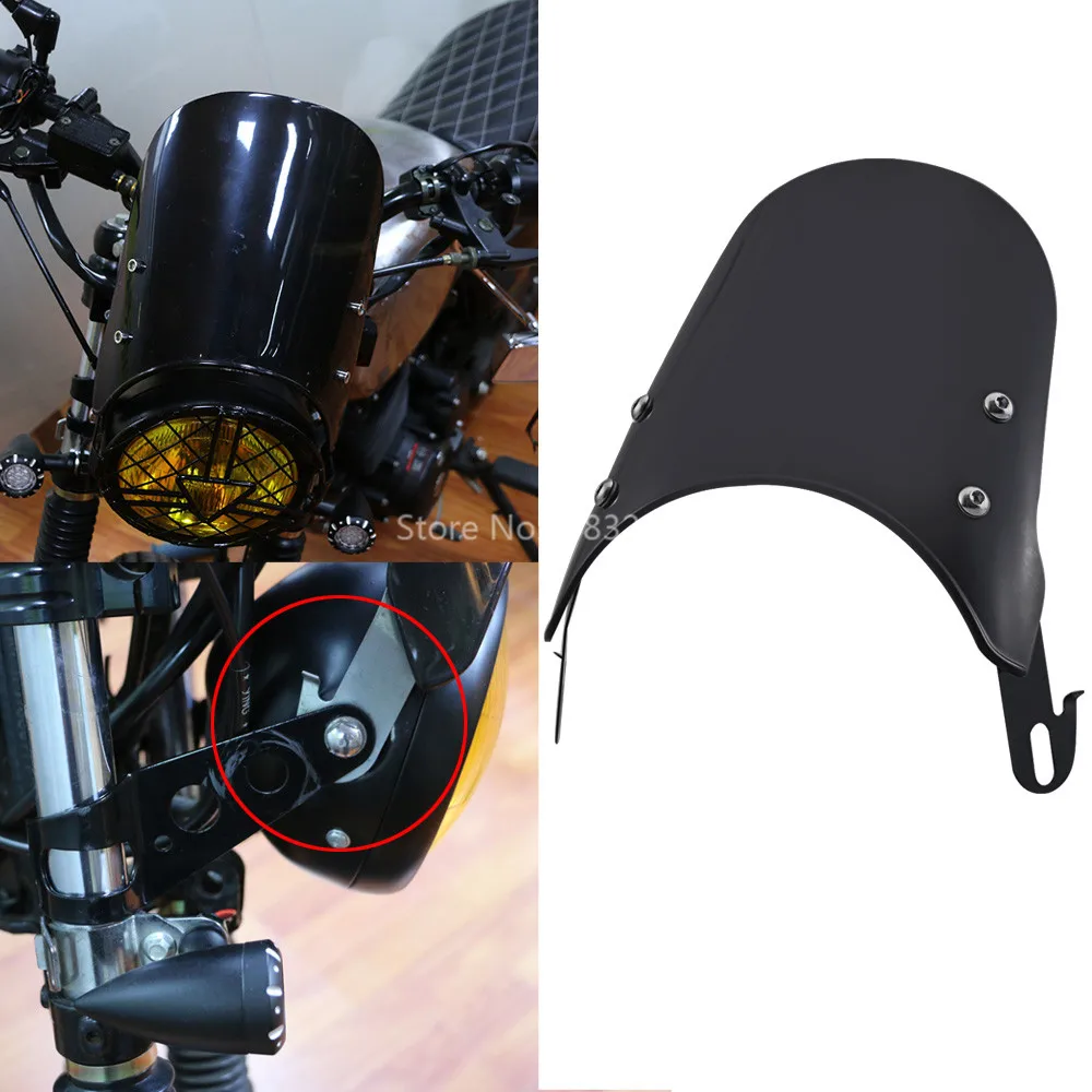 

5-7 inch Motorcycle Retro Cafe Racer Headlight Windshield Instrument Visor Universal For Ducati Scrambler For Harley Suzuki