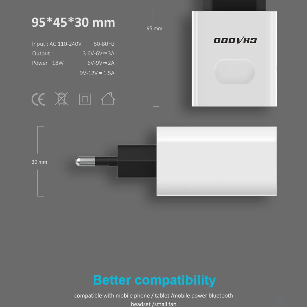 18 Вт USB зарядное устройство EU QC3.0 быстрое настенное зарядное устройство Быстрая зарядка 3,0 портативное зарядное устройство для мобильного телефона samsung s10 Xiaomi iPhone x xr Hua