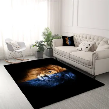 BlessLiving Male Lion Large Carpet For Living Room Wild Animal Soft Center Rug Yin and Yang Bedroom Carpet 3D Printed Alfombra 2