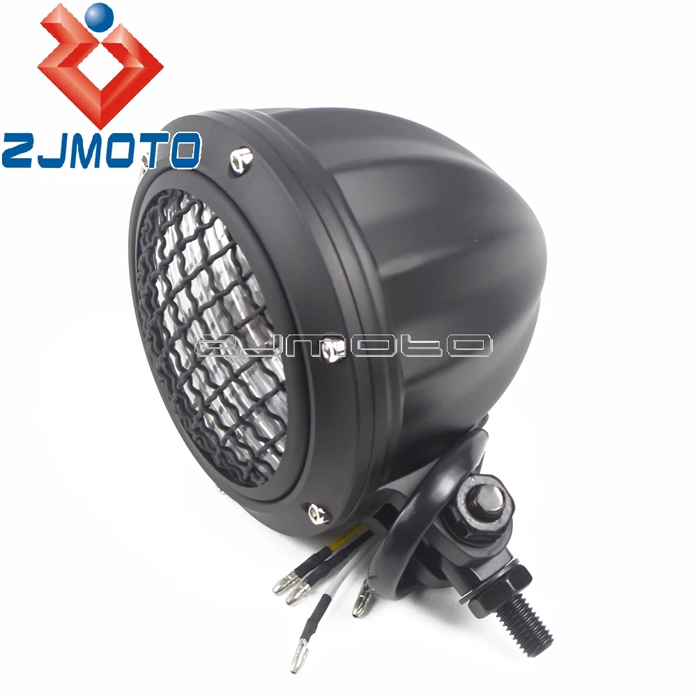 Vintage Motorcycle Faceted Headlight For Harley Honda Yamaha Scrambler Cruiser Bobber Custom Cafe Racer 4.5&quot Grille Headlamp |