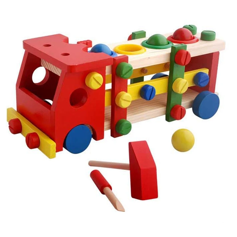 

DIY Wooden Children's Educational Toy Screw Nut Disassembly Combination Car Building Block Toy Pretend To Play