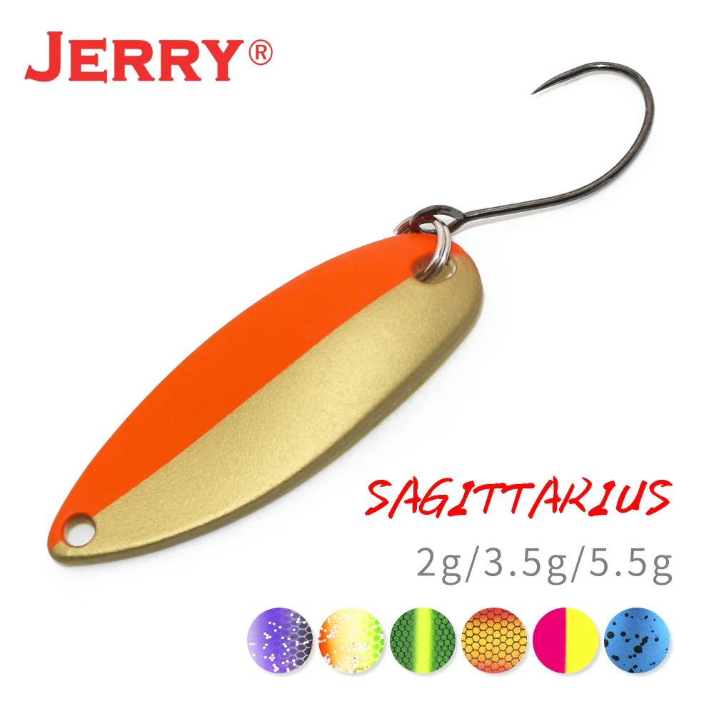 Jerry Sagittarius 2g 3.5g 5.5g Brass Fishing Blade Ultralight Glossy UV Color Metal Lure Micro Casting Trout Bass Spoon