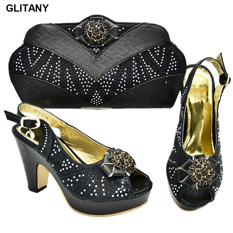 Модная сумка и обувь в комплекте черная итальянские вечерние туфли сумочка
