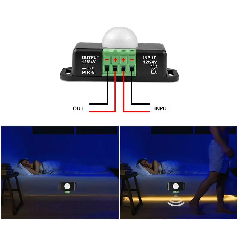 

Умный автоматический выключатель света с PIR-датчиком движения, инфракрасный индукционный переключатель для светодиодной ленты