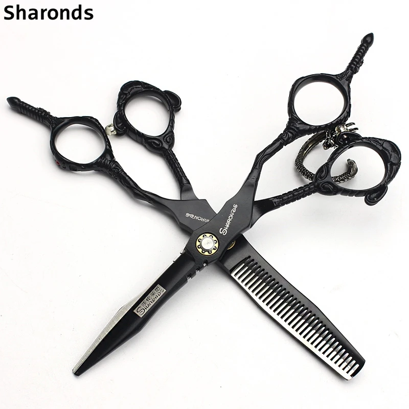 

Cool Barber Shop Personalized Scissors Set Hair Stylist Professional Hair Cut 6 Inch Hair Scissors Flat Cut Teeth Cut Set