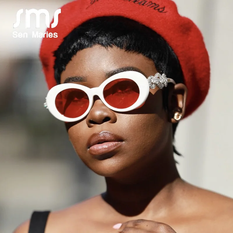 Модные сексуальные женские Овальные Солнцезащитные очки со стразами роскошные