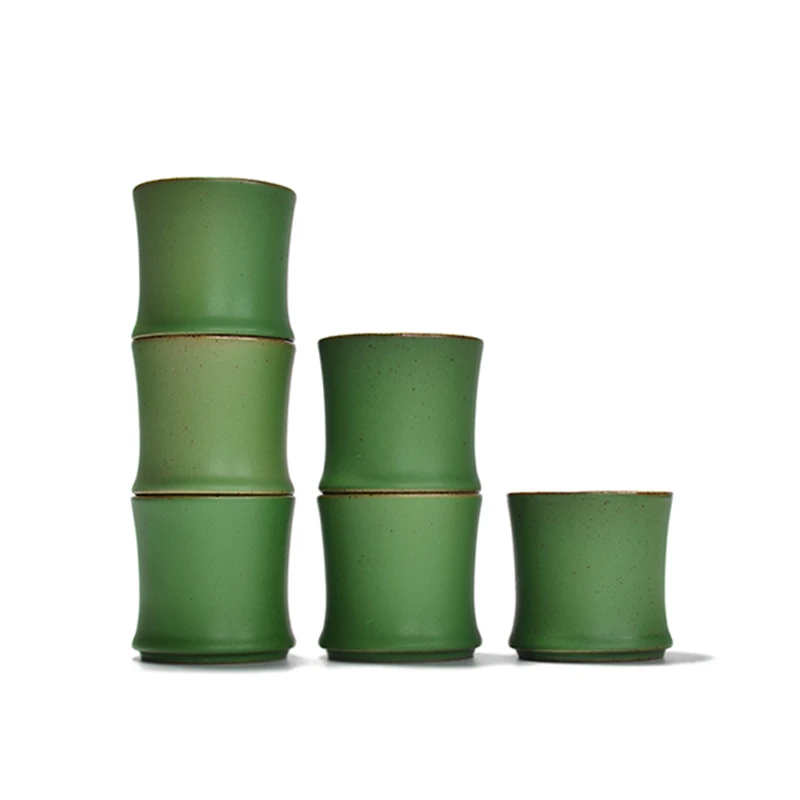 Керамические открытые чашки в китайском стиле 80 мл красивый зеленый чайный набор