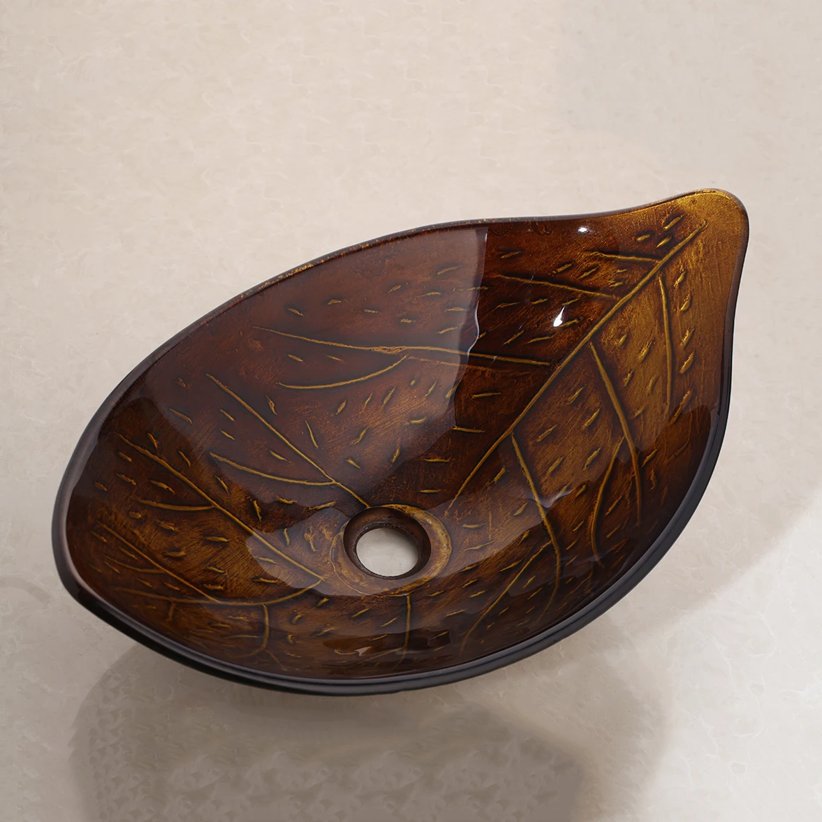 ZAPPO раковина с коричневым золотым листом искусственный набор для ванной комнаты