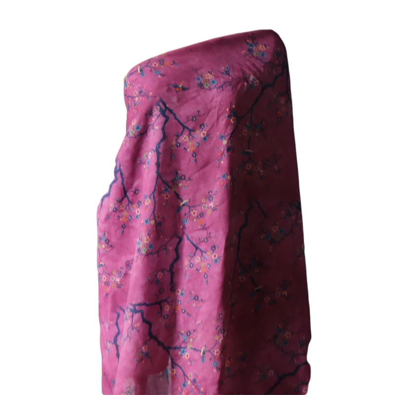 Ткань ramie высокого качества ткань с принтом фиолетовой сливы халат платье