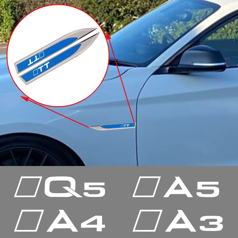 NOWOŚĆ 2 SZTUK Metalowa naklejka samochodowa 3D Emblemat Odznaka w stylu ostrza Do Audi A1 A2 A3 A4 A5 A6 A7 A8 Q2 Q3 Q4 Q5 Q7 Q8 TT Auto Akcesoria