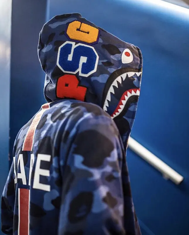 

Japanese Tide Brand Hooded Jacket Camouflage Couple Blue Hooded Zipper Jacket