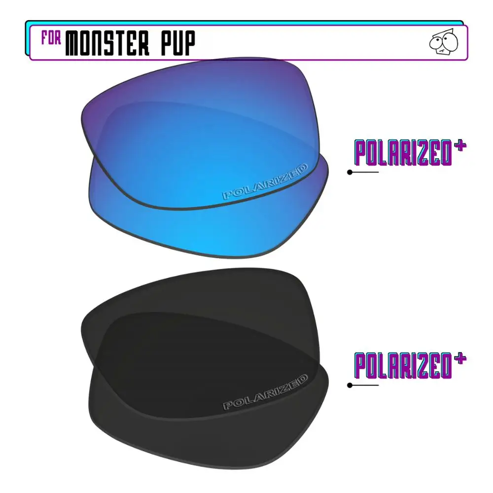 EZReplace Polarized Replacement Lenses for - Oakley Monster Pup Sunglasses - BlackPPlus-BluePPlus