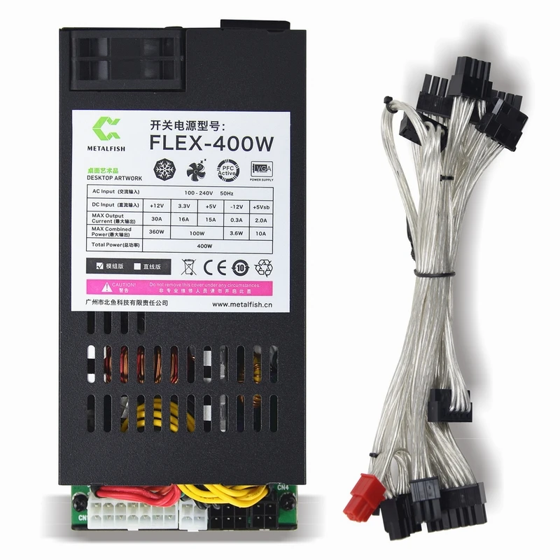 

Flex-400W Modular Power Supply Flex-ATX 400W PSU for ITX Mini PC Computer Small 1U Active Pfc for NAS POS AIO system