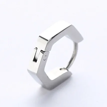 1pc steel hexagon Semitree 316L Медицинская нержавеющая сталь анти-аллергические креативные серьги-кольца мужские треугольные квадратные серьги Модные женские ювелирные изделия - Окраска металла: 1pc steel hexagon