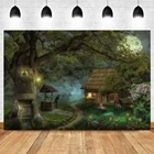 Laeacco Зеленый Лес Дерево деревянный дом сказочная детская портретная фотография искусственные фоны для фотостудии