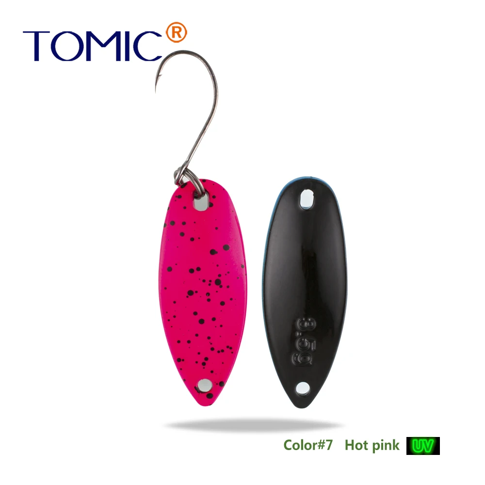 Hot Pink Tomic 2 г 3,5 г 5,5 г латунные рыболовные лезвия 1 шт. набор сверхлегкий УФ цвет металлическая приманка микро литье форель бас ложка - Цвет: Hot Pink