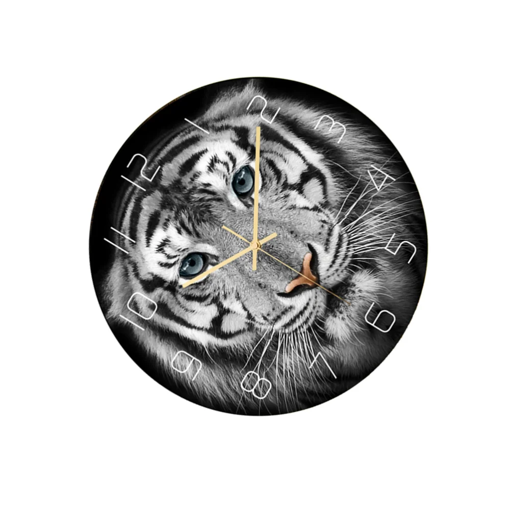 

Creative Acrylic Clock Orange Pattern UV Printed Wall Clock Household Bedroom Hanging Bar Decor without Battery