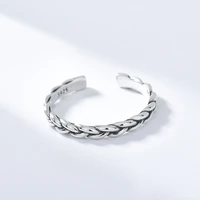 925 sterling silver vintage woven interwoven twist ring womens trendy exquisite small adjustable ring jewelry