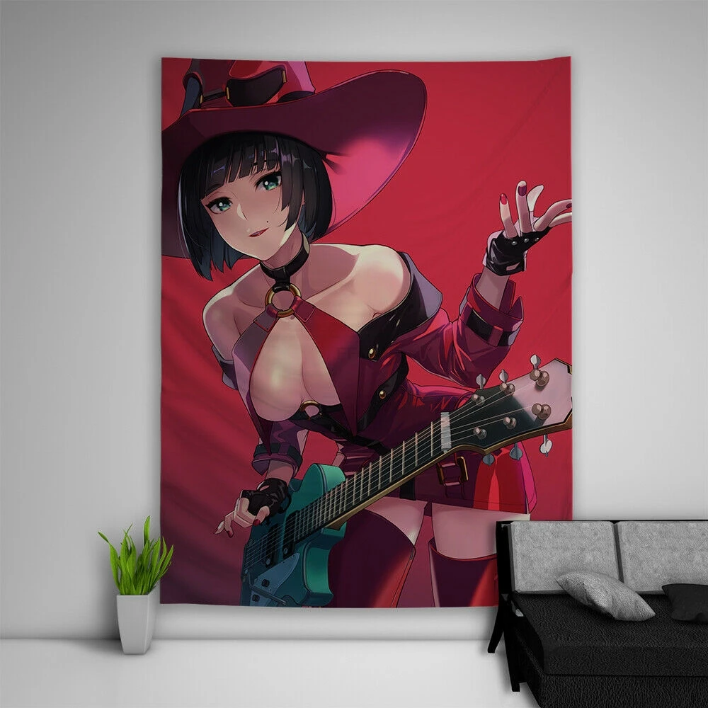 Kawaii Room Decor Anime Guilty Gear Dizzy Elphelt Ramlethal Tapestry Cartoon GirlWall Hanging Aesthetic Tapestries For Home
